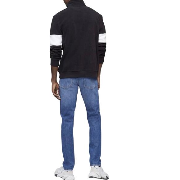 Calvin Klein Jeans Black White Fleece Quarter  Zip Pullover Sweatshirt Men’s M - Picture 3 of 8